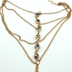 Vintage Gold Tone Layered Hand Chain Bracelet Slave Finger Ring Boho Retro 90s